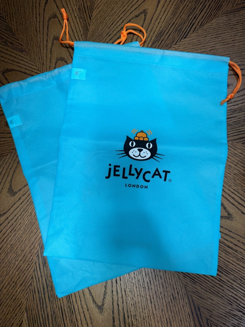 (2) Jellycat Turquoise Drawstring Cat Bag - Official Jellycat London